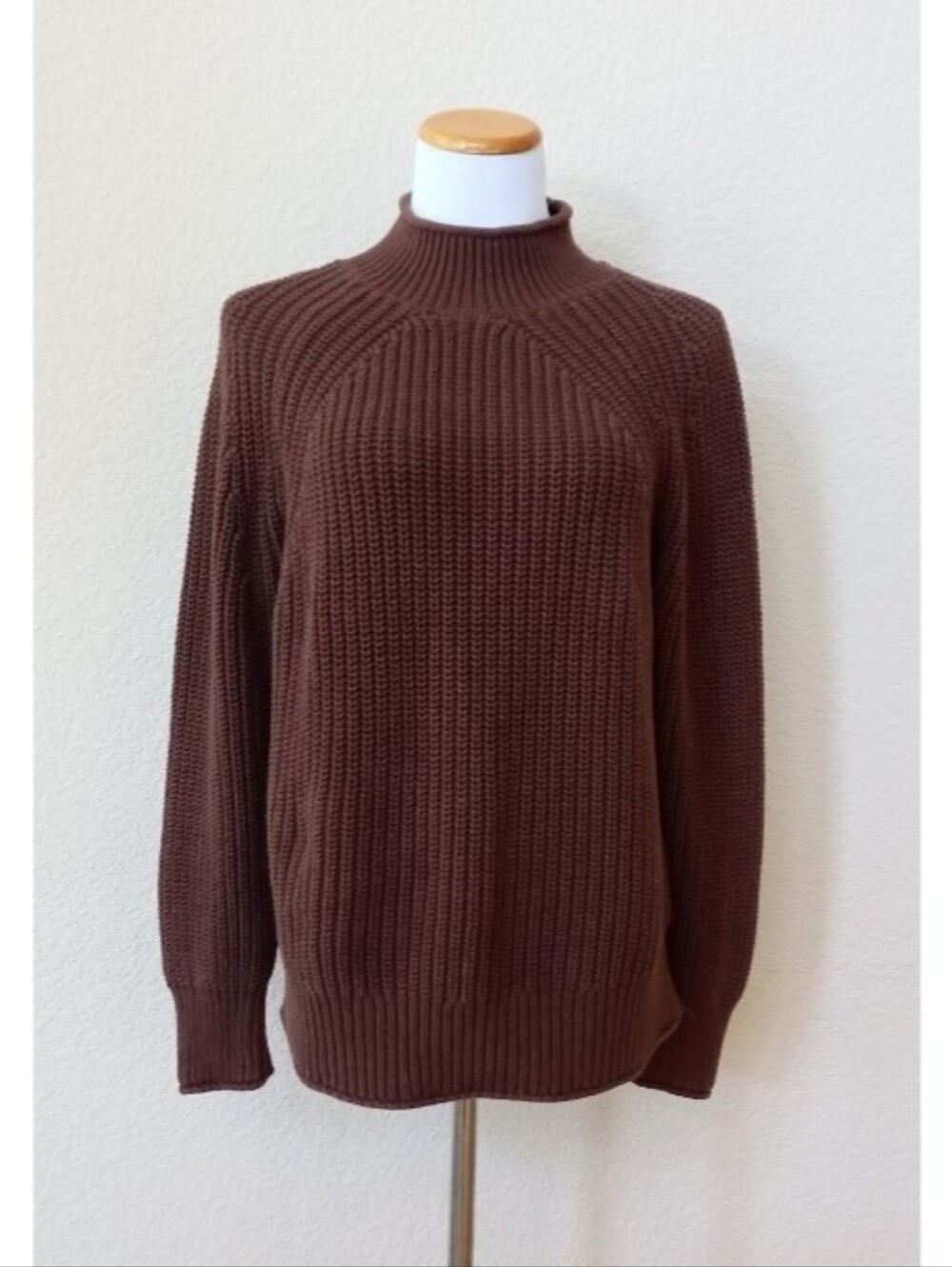 J. Crew brown chunky cotton mock neck sweater